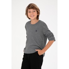 U.S. Polo Assn. Erkek Çocuk Gri Melanj Basic Bisiklet Yaka Kazak 50294188-VR086
