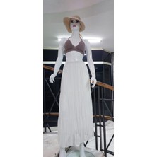 Beli Lastikli Astarlı Uzun Şifon Etek