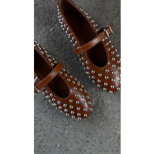 Eataly Shoes Disco Taba Zımba Pim Detaylı Babet