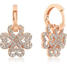 Cey jewelry Gümüş Üç Boyutlu Yonca Küpe