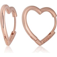 Cey jewelry Gümüş Loved Yazılı Taşsız Kalp Kadın Küpe