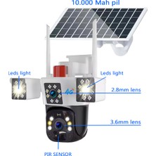 Çift Kameralı 4g Sim Kart ile Çalışan ve Solar Güneş Panelli 10.000 Mah Bataryalı Güvenlik Kamerası