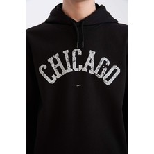 DeFacto Regular Fit Kapüşonlu Baskılı Sweatshirt E3208AX24WN