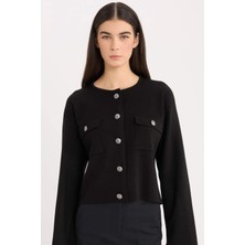 DeFacto Regular Fit Bisiklet Yaka Düğmeli Triko Hırka E5562AX24CW