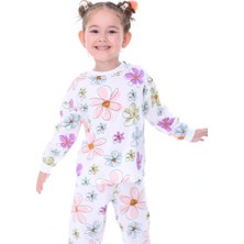 Nina Kids  Pamuk Papatya Desenli Kız Çocuk Pijama Takımı 3-4 - Beyaz