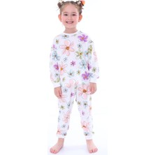 Nina Kids  Pamuk Papatya Desenli Kız Çocuk Pijama Takımı 5-6 - Beyaz