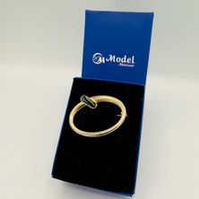 Arven Model Aksesuar Oval Siyah Işlemeli Gold Broş