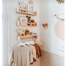 Çağla Design Ahşap  3 Lü Çocuk Bebek Odası Duvar Rafı