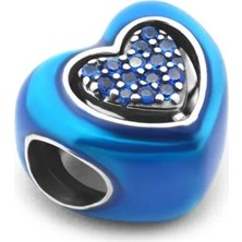 Fubena Mavi Taşlı Kalp Charm