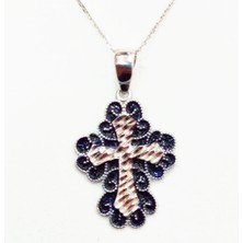 Oriental Taşsız Gümüş Haç Kolye