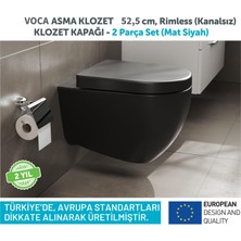 Aqua Bagno Voca Asma Klozet - 54 cm Mat Siyah - Set 2 Parça - Dp Kapak Dahil