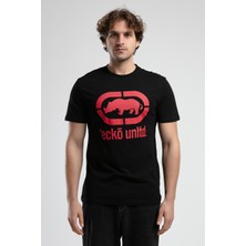 Ecko Unltd. ECKO UNLTD Marc Siyah Kırmızı Bisiklet Yaka Baskılı Standard Fit Erkek Tshirt