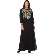 Ladıes Fırst Büyük Beden 2753 Siyah Uzun Abiye Elbise