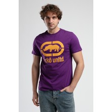 Ecko Unltd. MARC Mor Bisiklet Yaka Baskılı Standard Fit Erkek Tshirt