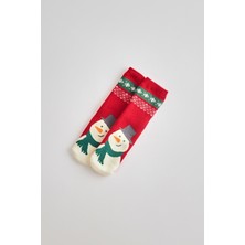 Katia & Bony Çocuk Yılbaşı Desenli soket Çorap Kırmızı-Beyaz