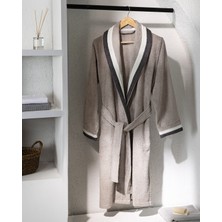 Madame Coco Raina Pamuklu Kadın Bornoz - Bej - L-XL Beden Luxury Koleksiyon Hızlı Kuruyan Yumuşak Kumaş