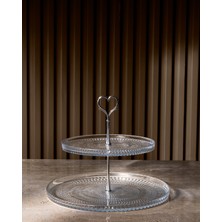 Valery 2 Katlı Kek Standı - Şeffaf - 28 cm