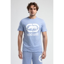 ECKO UNLTD Marc Mavi Bisiklet Yaka Baskılı Standard Fit Erkek Tshirt