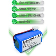 Global Batarya Ilıfe A7 Uyumlu Akıllı Robot Süpürge Bataryası 14.4V 2600MAH Li-Ion Pil ( Kapasite)