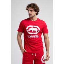 ECKO UNLTD Marc Kırmızı Bisiklet Yaka Baskılı Standard Fit Erkek Tshirt