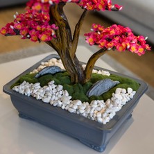 Atlas Bonsai-2-1 Masaüstü Kullanıma Uygun Doğal Ağaç Gövdeli Yapay Bonsai Ağacı - 50X60 cm