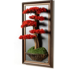 Bonsai Tablaeu - 6-1 - Mdf Plaka Üzerinde Çerçeveli 3 Boyutlu Yapay Ağaç Tablosu 33X60 cm