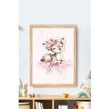 Isme Özel Boyutlu Baby Deer Ahşap Çerçeve 30X40CM Tablo, Hastane Odası Kapı Süsü, Çocuk Odası, Dekorasyon