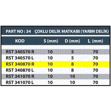 8X70 Sağ Çoklu Delik Matkabı (Düz/yarım Delik)