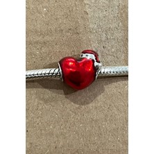 Fubena Kırmızı Noel Şapkalı Kalp Charm