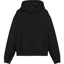 Alex Rosen Unisex Siyah Oversize Fit Pamuklu Kapüşonlu Sweatshirt
