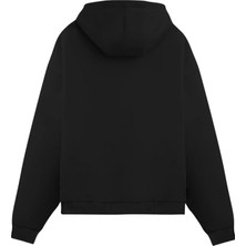 Alex Rosen Unisex Siyah Oversize Fit Pamuklu Kapüşonlu Sweatshirt