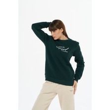 Safe Tasarım Kadın Pamuklu Içi Polarlı Bisiklet Yaka Sweatshirt