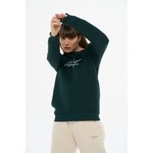 Safe Tasarım Kadın Pamuklu Içi Polarlı Bisiklet Yaka Sweatshirt