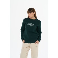 Safe Tasarım Kadın Pamuklu Içi Polarlı Bisiklet Yaka Sweatshirt