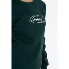 Safe Tasarım Kadın Pamuklu Içi Polarlı Bisiklet Yaka Sweatshirt