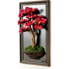 Bonsai Tablaeu - 2-1 - Mdf Plaka Üzerinde Çerçeveli 3 Boyutlu Yapay Ağaç Tablosu 33X60 cm