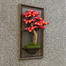 Bonsai Tablaeu - 2-1 - Mdf Plaka Üzerinde Çerçeveli 3 Boyutlu Yapay Ağaç Tablosu 33X60 cm