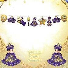 Parti Dükkanım Sünnet Dekor Banner Set Gold 210  cm