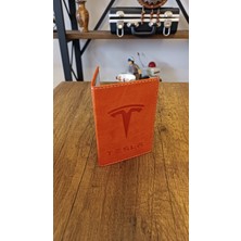 Efe Deri Tesla  Deri Dikişli Araç Ruhsat Kılıfı Kabı Oto Ruhsatlık Araba Ruhsat Koruyucu