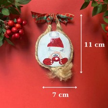 Uretti El Yapımı  Taş Üzerine Noel Baba Figürü Yılbaşı Duvar Dekoru / Ağaç Süsü - 8 x 8 cm