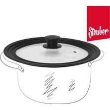 Steuber Universal Cam Kapak, Çap 24/26/28 cm Tencere ve Tavalar Için Cam Kapak