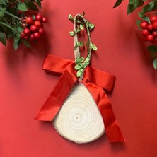 Uretti El Yapımı Sevimli Noel Baykuşu Ahşap Yılbaşı Duvar Dekoru / Ağaç Süsü - 9  x  9  cm