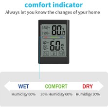 Gorgeous Sıcaklık ve Nem Monitörlü Dijital Higrometre (Siyah) (Yurt Dışından)