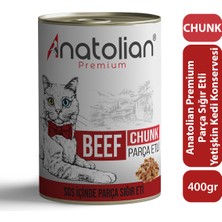 Anatolian Premium Adult Beef Biftekli Parça Etli Yetişkin Kedi Konservesi 400 gr 12 Adet