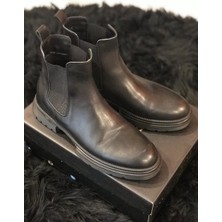 Siyah Deri Erkek Chelsea Bot