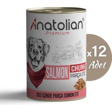 Anatolian Premium Adult Salmon Somonlu Parça Etli Yetişkin Köpek Konservesi 400 gr 12 Adet