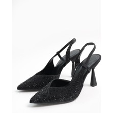Liza Shoes Merlin Kadın Saten Taşlı Topuklu Ayakkabı  A001-024-K004