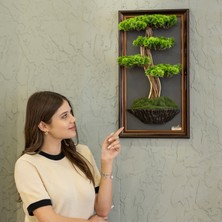 Bonsai Tablaeu - 7 - Mdf Plaka Üzerinde Çerçeveli 3 Boyutlu Yapay Ağaç Tablosu 33X60 cm