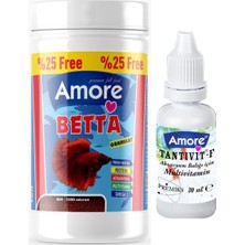 Amore Betta Granulat 125ML Akvaryum Beta Balık Yemi ve Balık Vitamini 56GR