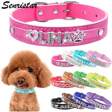 Fuhao Shop A Gül Kırmızı Tarzı L Boyutu Kişiselleştirilmiş Bling Isim Kedi Köpek Tasma Özel Parıltı Taşlı Harfler Isim Deri Köpek Tasma Küçük Orta Büyük Köpekler Için (Yurt Dışından)